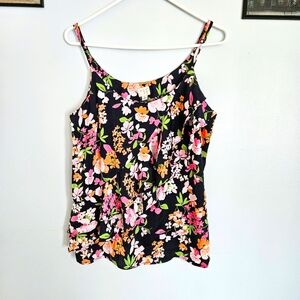 5/$30 A New Day Spaghetti Strap Floral Scoop Neck Ruffle Front Blouse Size L